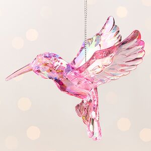 Елочная игрушка Радужная Птичка Колибри 9 см турмалиновая