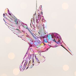 Елочная игрушка Радужная Птичка Колибри 9 см аметистовая