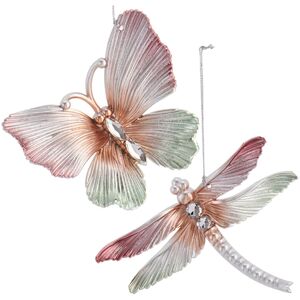 Набор елочных игрушек Бабочка и Стрекоза Контессин 10 см, 2 шт, подвеска (Kurts Adler, Нидерланды). Артикул: T2928-набор