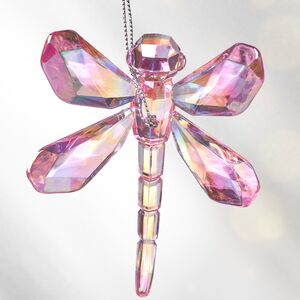 Елочная игрушка Перламутровая Стрекоза 5 см розовая