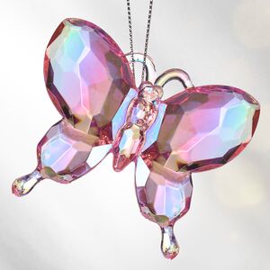 Елочная игрушка Перламутровая Бабочка 6 см, розовая