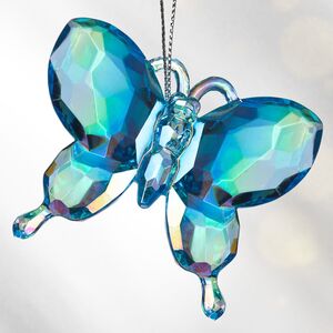 Елочная игрушка Перламутровая Бабочка 6 см, бирюзовая
