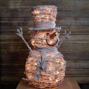 Светящийся Снеговик Сноувальд с серыми пуговицами 70 см 50 теплых белых LED ламп