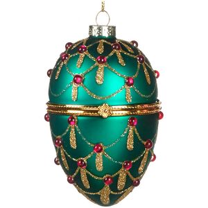 Стеклянная елочная игрушка Яйцо Тистольф 11 см изумрудная, подвеска (Goodwill, Бельгия). Артикул: TR25045-1