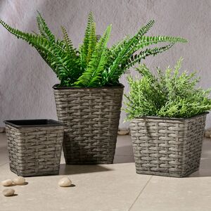 Набор декоративных кашпо Ветки Ивы 13-20 см серый, 3 шт