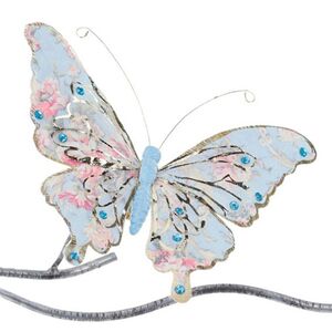 Елочная игрушка Бабочка Ариандель 21 см, голубая, клипса