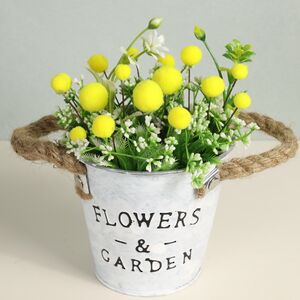 Искусственный цветок в горшке Мимоза и Луговые цветы 19 см Due Esse Christmas фото 3