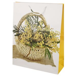 Подарочный пакет Корзина с мимозой 42*33 см (Due Esse Christmas, Италия). Артикул: XAE22000091-2
