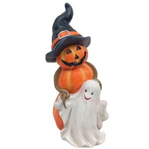 Декоративный подсвечник Тыква с Привидением - Friends of Fear 34 см (Due Esse Christmas, Италия). Артикул: XHW24001151