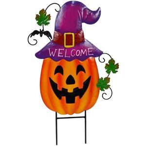 Садовый штекер Тыква Блэк - Welcome Halloween 41*21 см (Due Esse Christmas, Италия). Артикул: XHW24002371-2