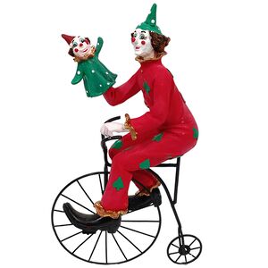 Декоративная фигурка Клоун Бернард на велосипеде 30 см красная (Due Esse Christmas, Италия). Артикул: XNA24052441-1