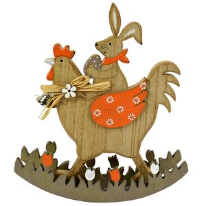 Декоративная фигурка Курочка-Качалка и Кролик Банни 23 см оранжевая (Due Esse Christmas, Италия). Артикул: XPA18000411-1