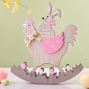 Декоративная фигурка Курочка-Качалка и Кролик Банни 23 см розовая