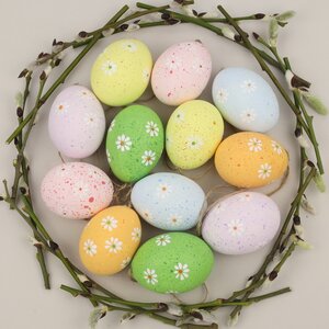 Пасхальные украшения Яйца: Rainbow Flower 6 см, 12 шт, натуральные Due Esse Christmas фото 1