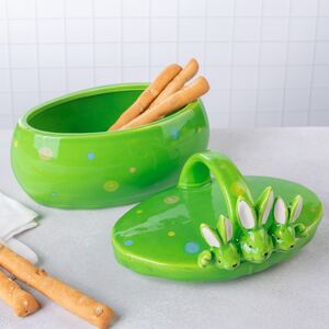 Конфетница Дружелюбные Кролики 17*15 см зеленая Due Esse Christmas (Ду Эссе Кристмас) фото 3