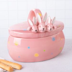 Конфетница Дружелюбные Кролики 17*15 см розовая Due Esse Christmas (Ду Эссе Кристмас) фото 4