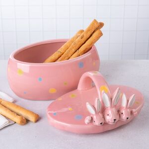 Конфетница Дружелюбные Кролики 17*15 см розовая Due Esse Christmas (Ду Эссе Кристмас) фото 2