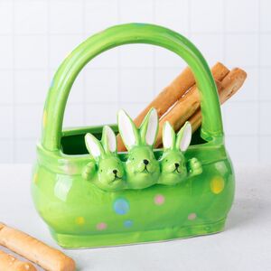 Конфетница Три Кролика 15 см зеленая Due Esse Christmas (Ду Эссе Кристмас) фото 3