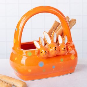 Конфетница Три Кролика 15 см оранжевая Due Esse Christmas (Ду Эссе Кристмас) фото 3