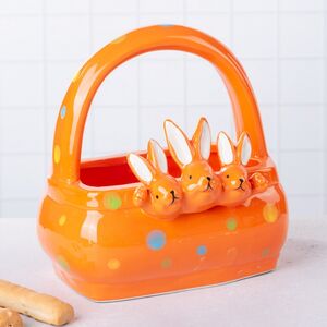 Конфетница Три Кролика 15 см оранжевая Due Esse Christmas (Ду Эссе Кристмас) фото 5