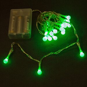 Электрогирлянда Шарики на батарейке 2 м, 20 зеленых LED ламп, прозрачный ПВХ, IP20 Koopman фото 2
