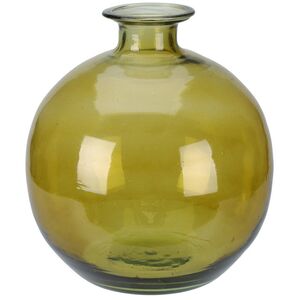 Стеклянная ваза для цветов Баббл 17 см оливковая (Koopman, Нидерланды). Артикул: YE1000570-1