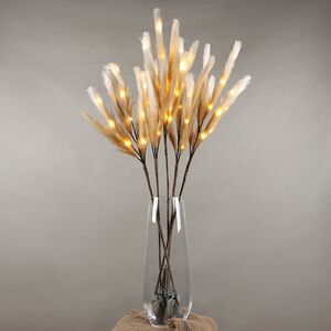 Светящаяся ветка для декора Моника 90 см кремовая, теплые белые LED лампы, таймер, на батарейках Koopman (Купман) фото 5