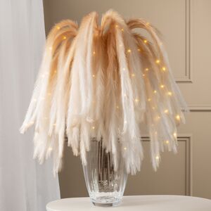 Светящаяся ветка с перьями Monike White 130 см, теплые белые LED лампы, таймер, на батарейках