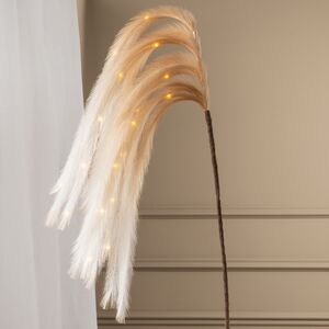 Светящаяся ветка с перьями Моника 130 см кремовая, теплые белые LED лампы, таймер, на батарейках Koopman (Купман) фото 2