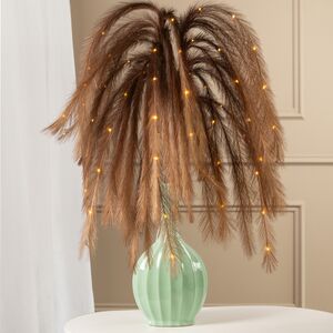 Светящаяся ветка с перьями Monike Brown 130 см, теплые белые LED лампы, таймер, на батарейках