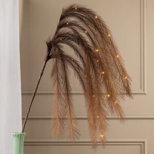 Светящаяся ветка с перьями Моника 130 см шоколадная, теплые белые LED лампы, таймер, на батарейках Koopman (Купман) фото 2