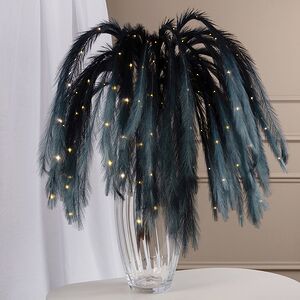 Светящаяся ветка с перьями Monike Blue 130 см, теплые белые LED лампы, таймер, на батарейках