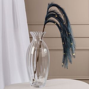 Светящаяся ветка с перьями Моника 130 см синяя, теплые белые LED лампы, таймер, на батарейках Koopman (Купман) фото 4