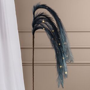 Светящаяся ветка с перьями Моника 130 см синяя, теплые белые LED лампы, таймер, на батарейках Koopman (Купман) фото 2