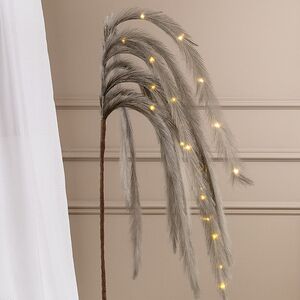 Светящаяся ветка с перьями Моника 130 см серая, теплые белые LED лампы, таймер, на батарейках Koopman (Купман) фото 2