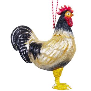 Стеклянная елочная игрушка Петух Фелини 13 см