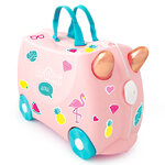 Детский чемодан-каталка Фламинго Флосси с наклейками
