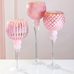 Набор стеклянных подсвечников-бокалов Виндлайт 30-40 см розовый, 3 шт