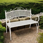 Металлическая садовая скамейка Триббиани Сlassic 108*91*51 см белая