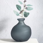 Стеклянная ваза Слави 18 см серая матовая