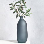 Стеклянная ваза-бутылка Слави 35 см серая матовая