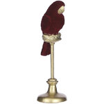 Декоративная статуэтка Попугай Даарио на золотой жёрдочке 20 см, бордовый