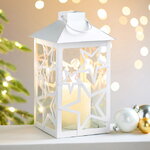 Декоративный подсвечник-фонарь Звездопад 28 см белый