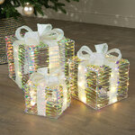 Светящиеся подарки Frosty Fantasy - Rainbow 17-29 см, 3 шт, 20 теплых белых LED ламп, на батарейках