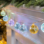 Светодиодная гирлянда Диско Шар - Reflection Mirror 1.5 м, 10 RGB LED ламп, таймер, на батарейках