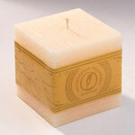 Свеча куб Бергамо Рустик 100 мм кремовая