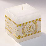 Свеча куб Бергамо Marble 100 мм белая