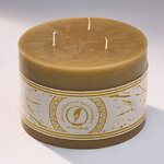 Большая свеча с тремя фитилями Ливорно 105*150 мм оливковая