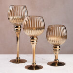 Набор стеклянных подсвечников-бокалов Мельбурн 20-30 см, 3 шт