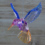Елочная игрушка Солнечная Птичка Колибри 13 см синяя с розовым, подвеска
